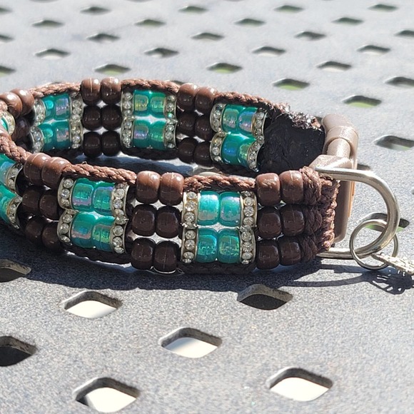 Custom Handmade Beaded Bling Dog Collar Hearts - Picture 2 of 4